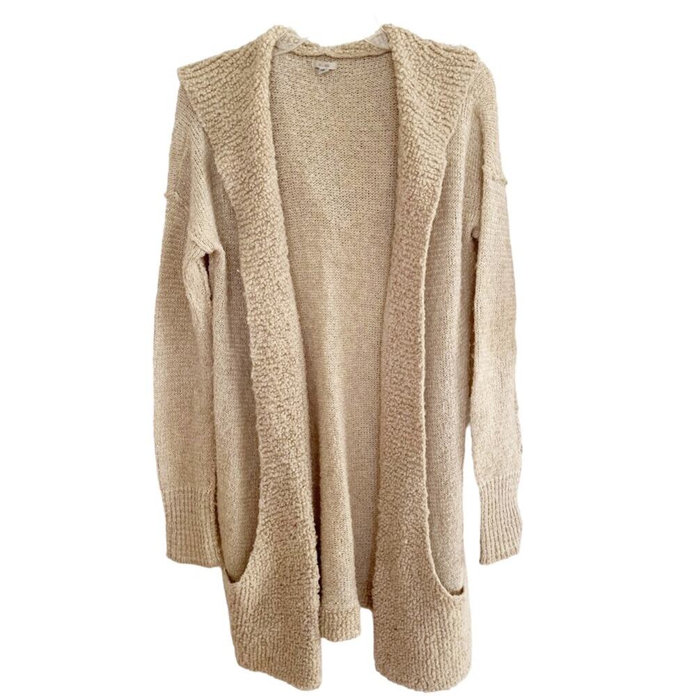 Urban Outfitters Ecote Tan Boucle Wool Blend Knit Hooded Long Cardigan Medium